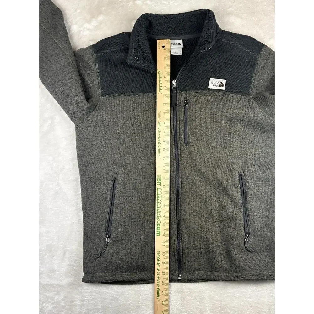 The North Face Jacket Men's Sz L Green Mock Neck Full Zip Sherpa Lined Hiking